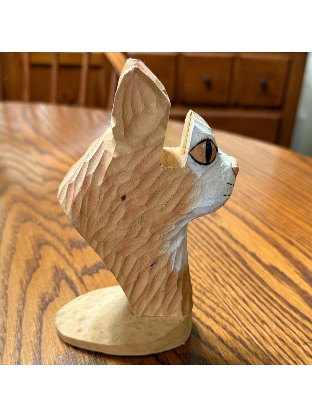 Peepers Hand Carved Hand Painted Orange Cat Eyeglass Holder - Picture 2 of 16